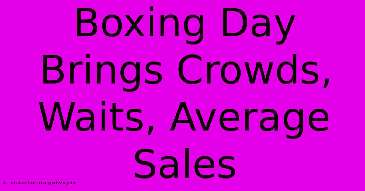 Boxing Day Brings Crowds, Waits, Average Sales