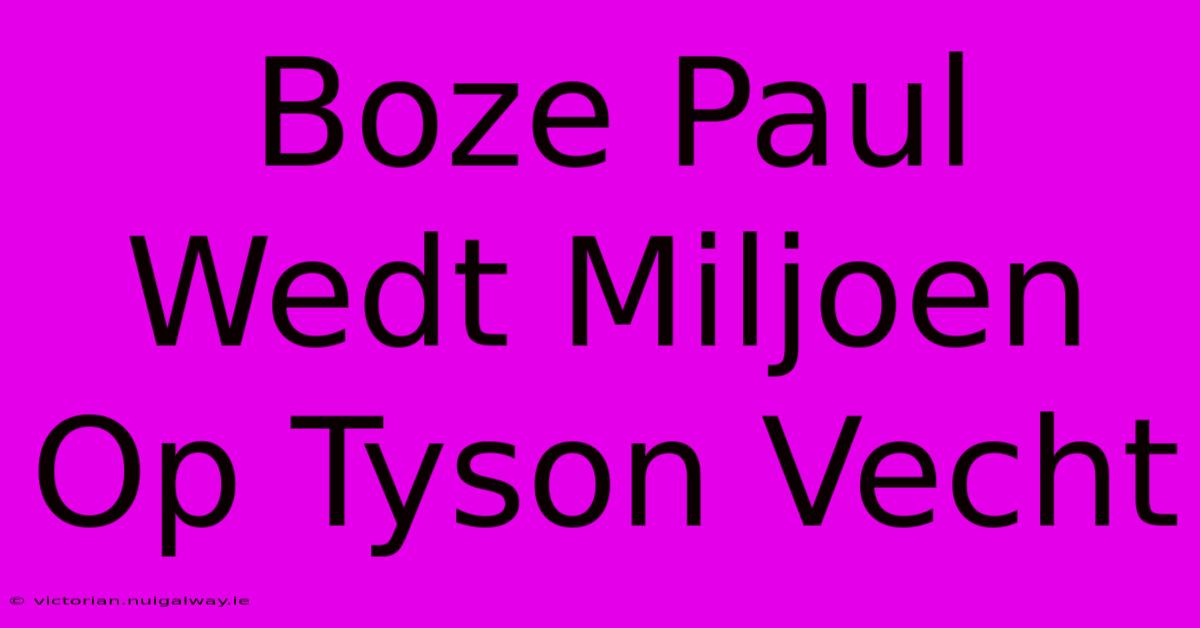 Boze Paul Wedt Miljoen Op Tyson Vecht