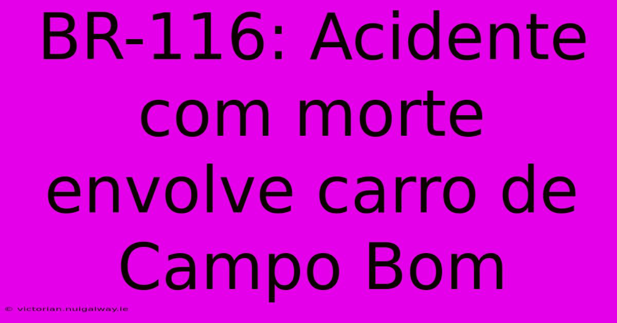 BR-116: Acidente Com Morte Envolve Carro De Campo Bom 