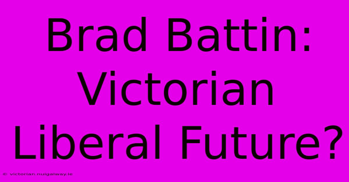 Brad Battin: Victorian Liberal Future?