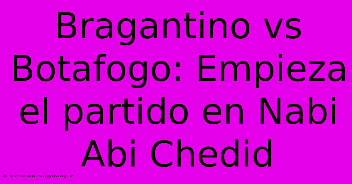Bragantino Vs Botafogo: Empieza El Partido En Nabi Abi Chedid
