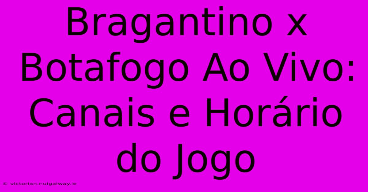 Bragantino X Botafogo Ao Vivo: Canais E Horário Do Jogo 