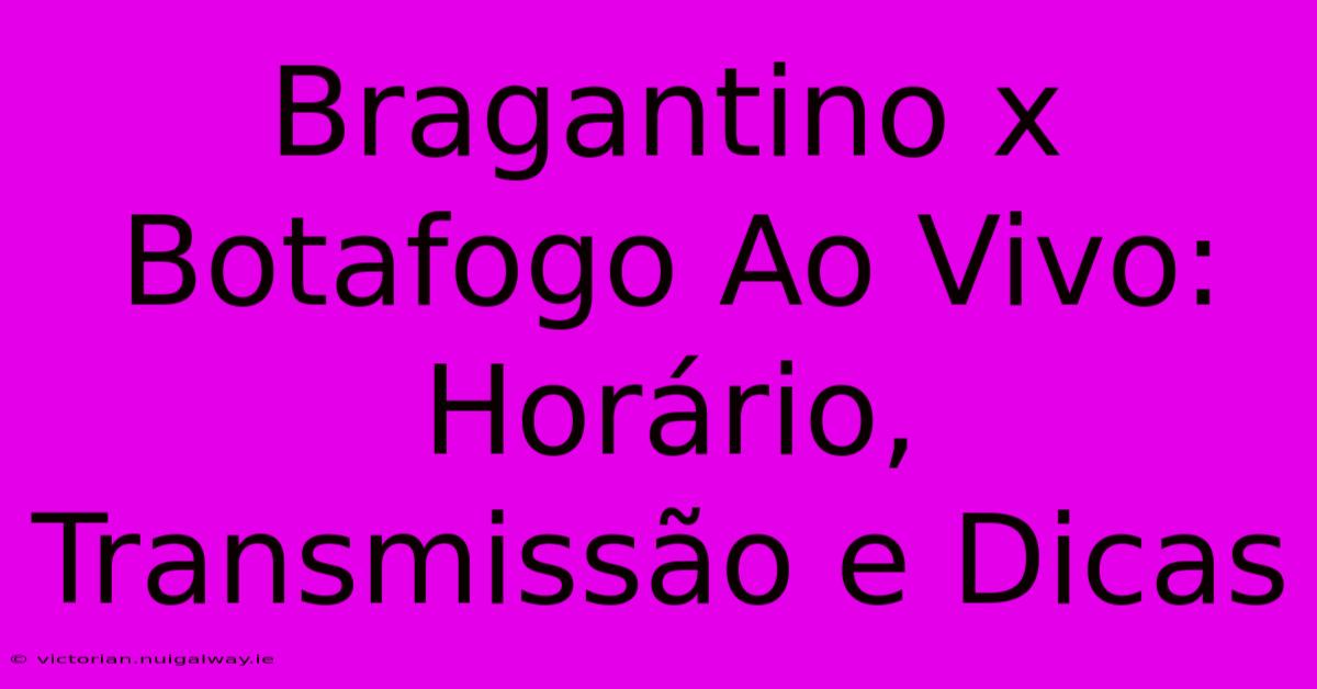 Bragantino X Botafogo Ao Vivo: Horário, Transmissão E Dicas