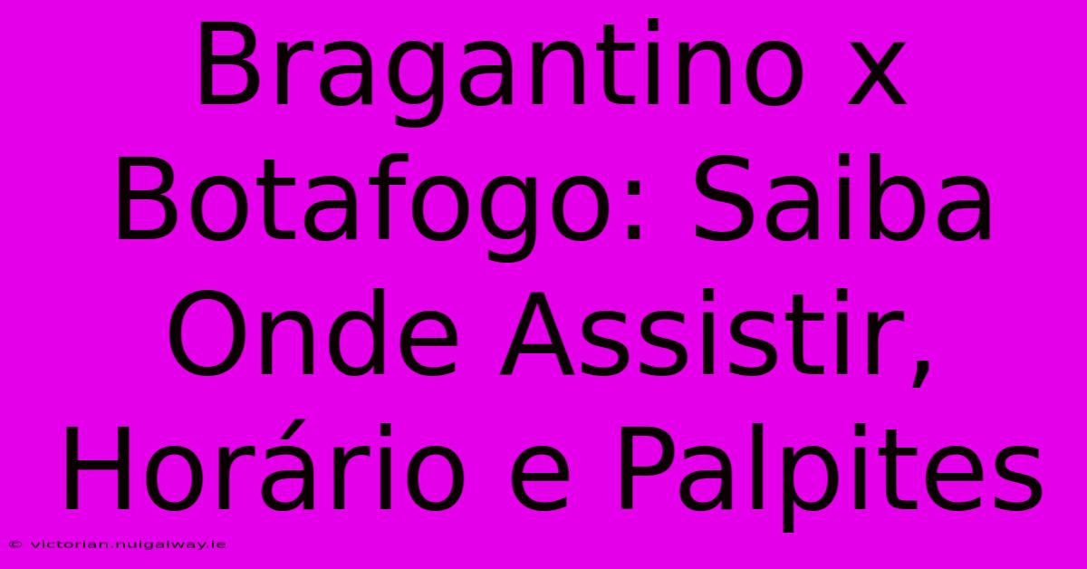 Bragantino X Botafogo: Saiba Onde Assistir, Horário E Palpites 