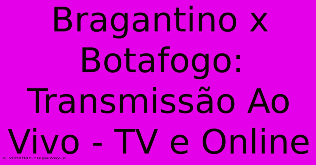 Bragantino X Botafogo: Transmissão Ao Vivo - TV E Online