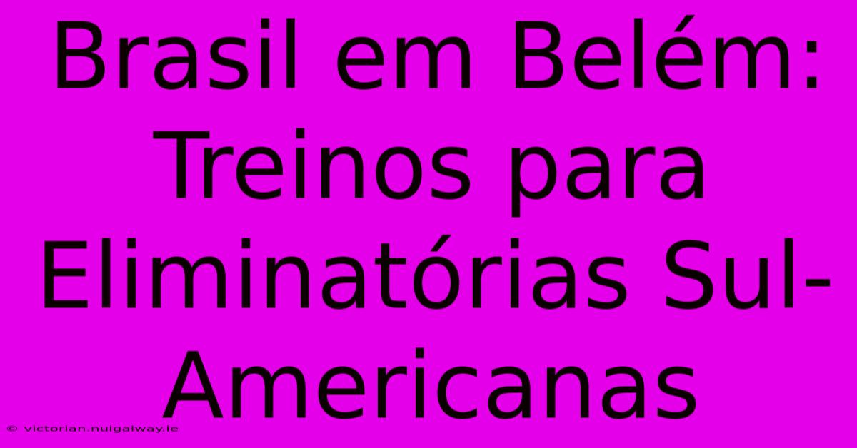 Brasil Em Belém: Treinos Para Eliminatórias Sul-Americanas