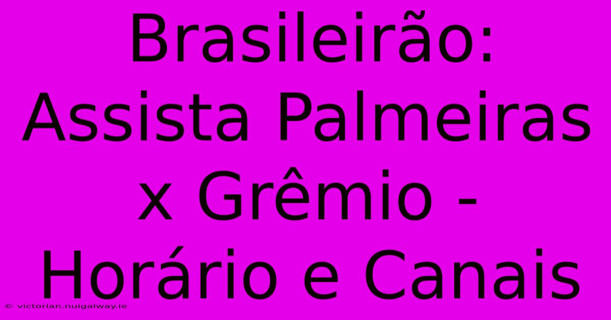 Brasileirão: Assista Palmeiras X Grêmio - Horário E Canais 