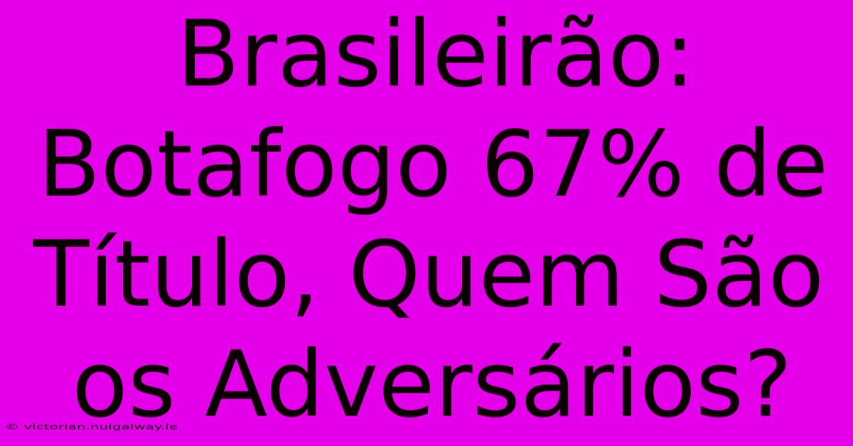 Brasileirão: Botafogo 67% De Título, Quem São Os Adversários?