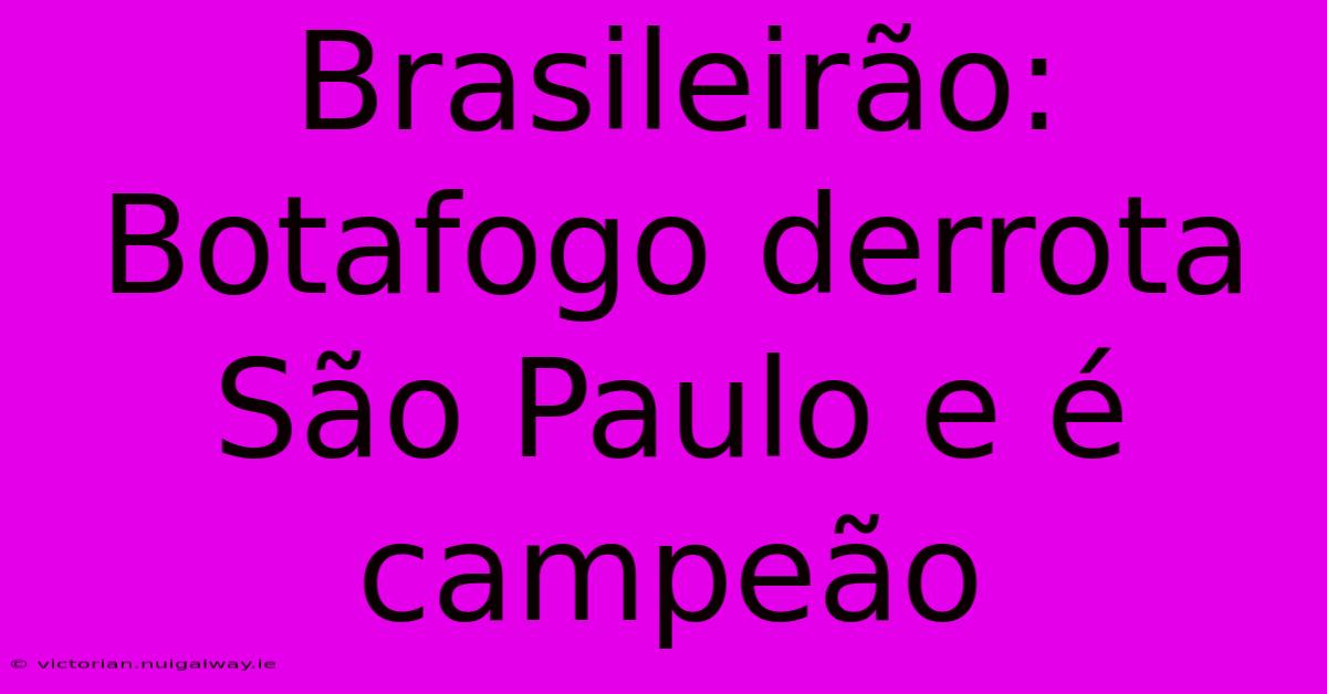 Brasileirão: Botafogo Derrota São Paulo E É Campeão