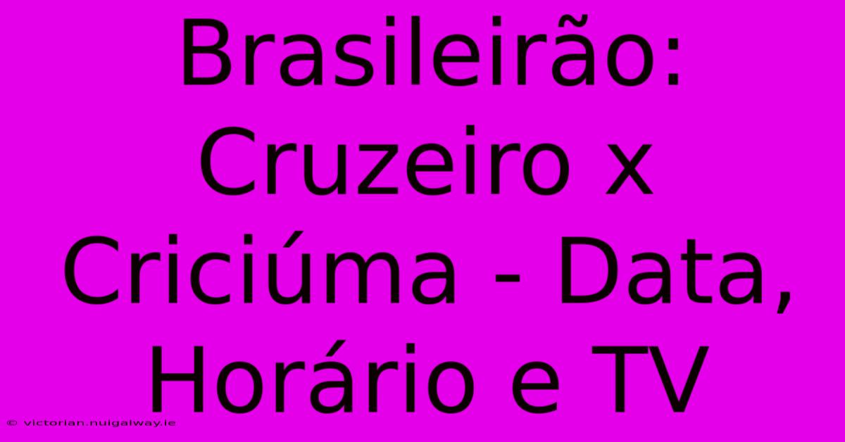 Brasileirão:  Cruzeiro X Criciúma - Data, Horário E TV 