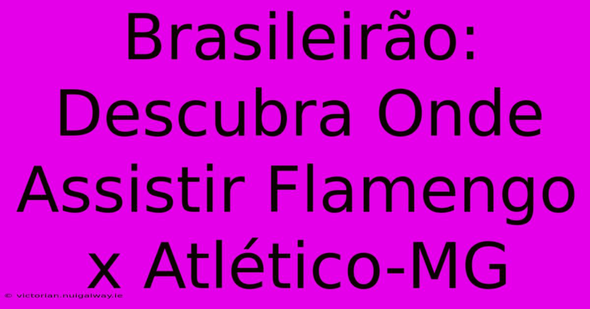 Brasileirão: Descubra Onde Assistir Flamengo X Atlético-MG 