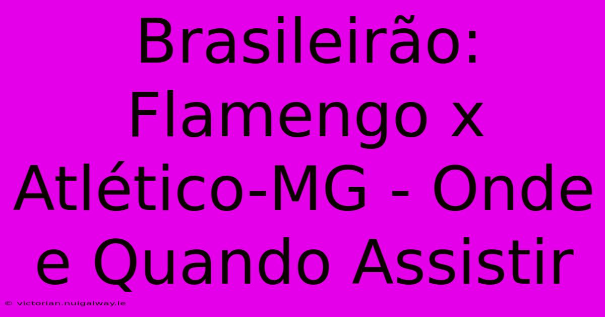 Brasileirão: Flamengo X Atlético-MG - Onde E Quando Assistir 