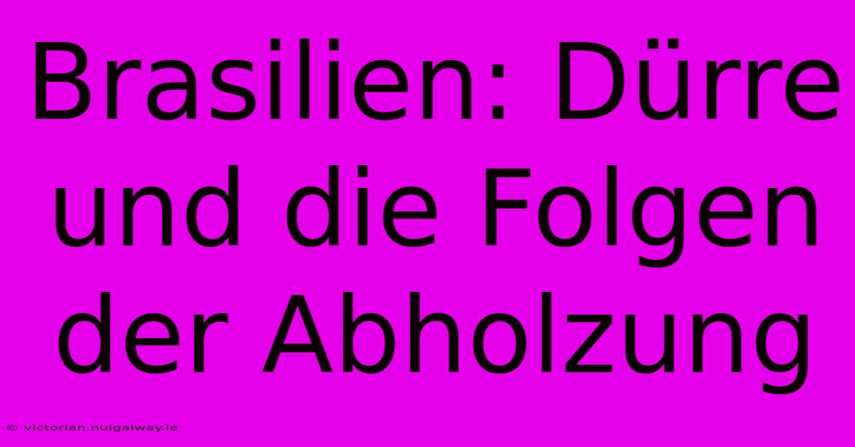 Brasilien: Dürre Und Die Folgen Der Abholzung 