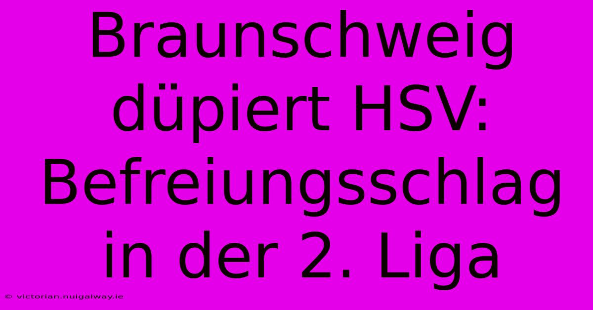 Braunschweig Düpiert HSV: Befreiungsschlag In Der 2. Liga