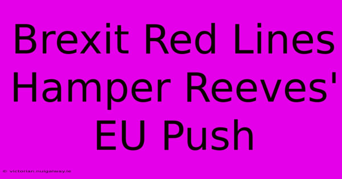 Brexit Red Lines Hamper Reeves' EU Push