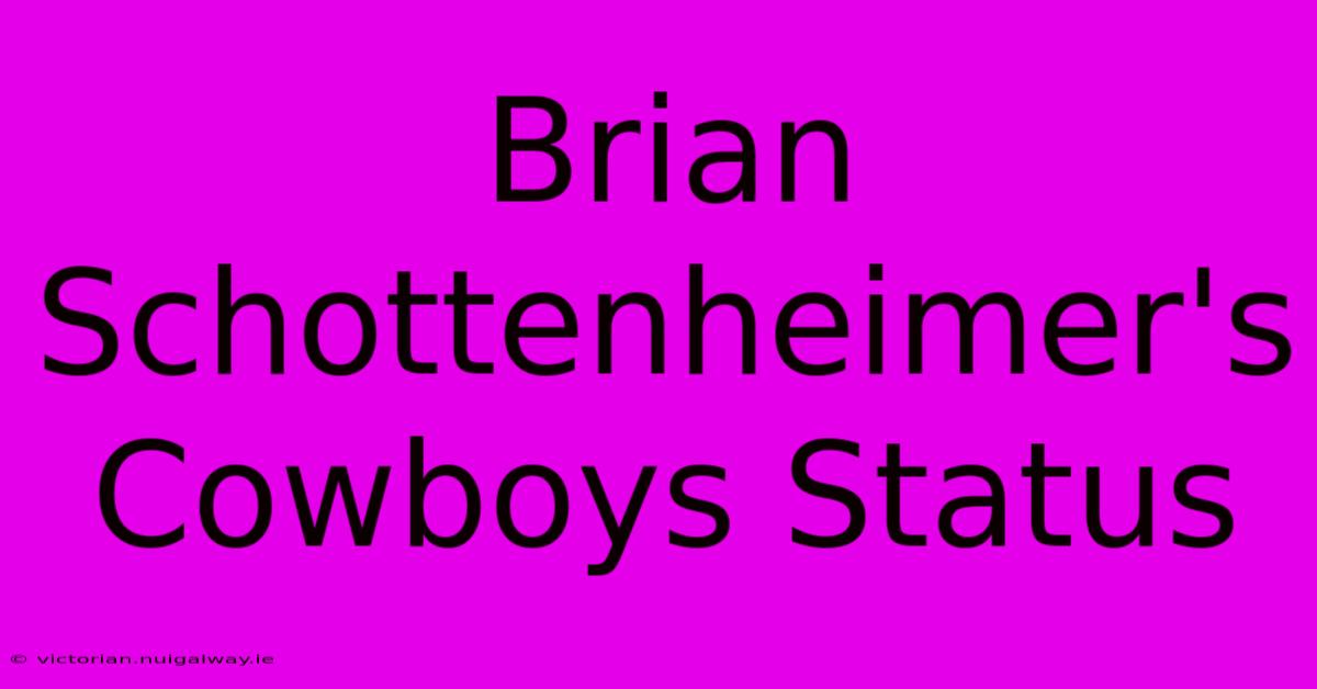 Brian Schottenheimer's Cowboys Status