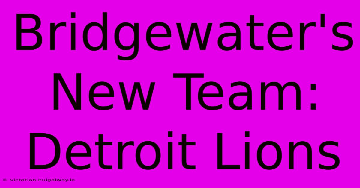 Bridgewater's New Team: Detroit Lions