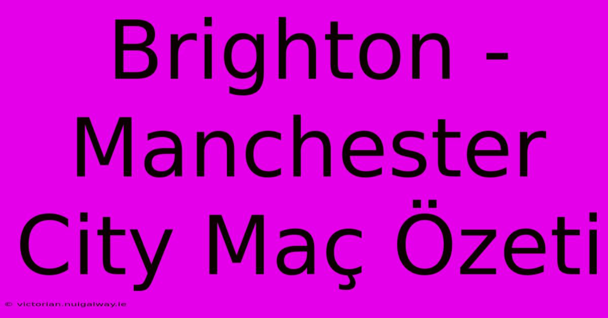 Brighton - Manchester City Maç Özeti