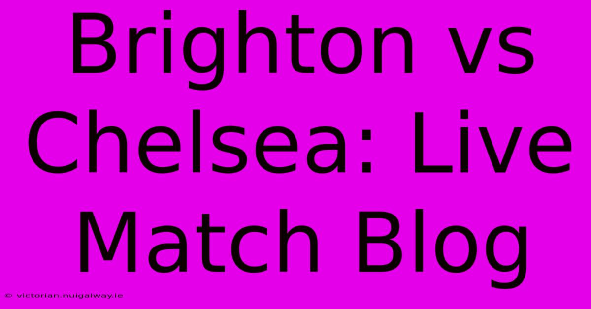 Brighton Vs Chelsea: Live Match Blog