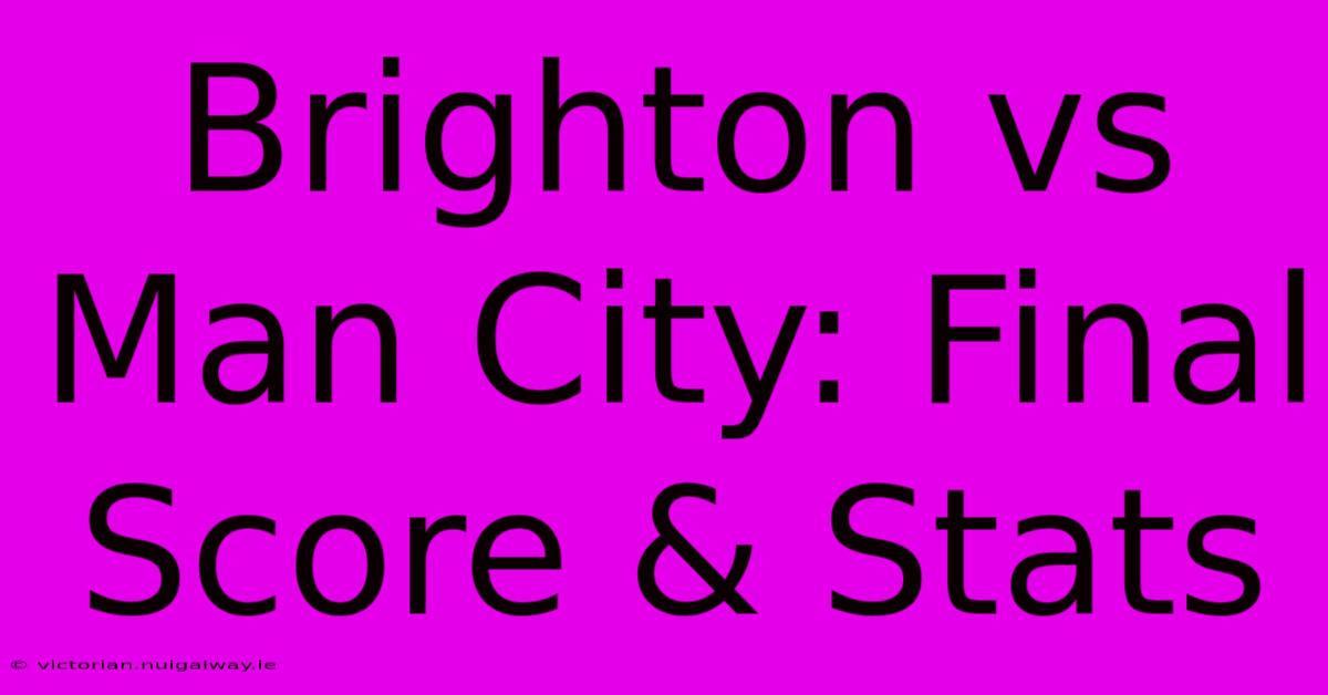 Brighton Vs Man City: Final Score & Stats