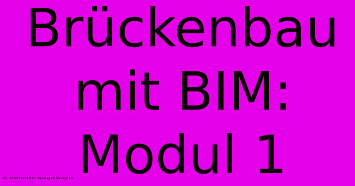 Brückenbau Mit BIM: Modul 1 