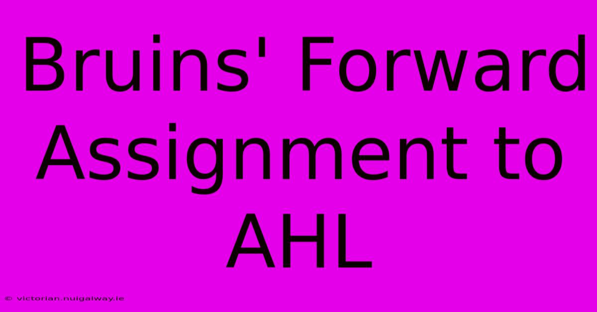 Bruins' Forward Assignment To AHL