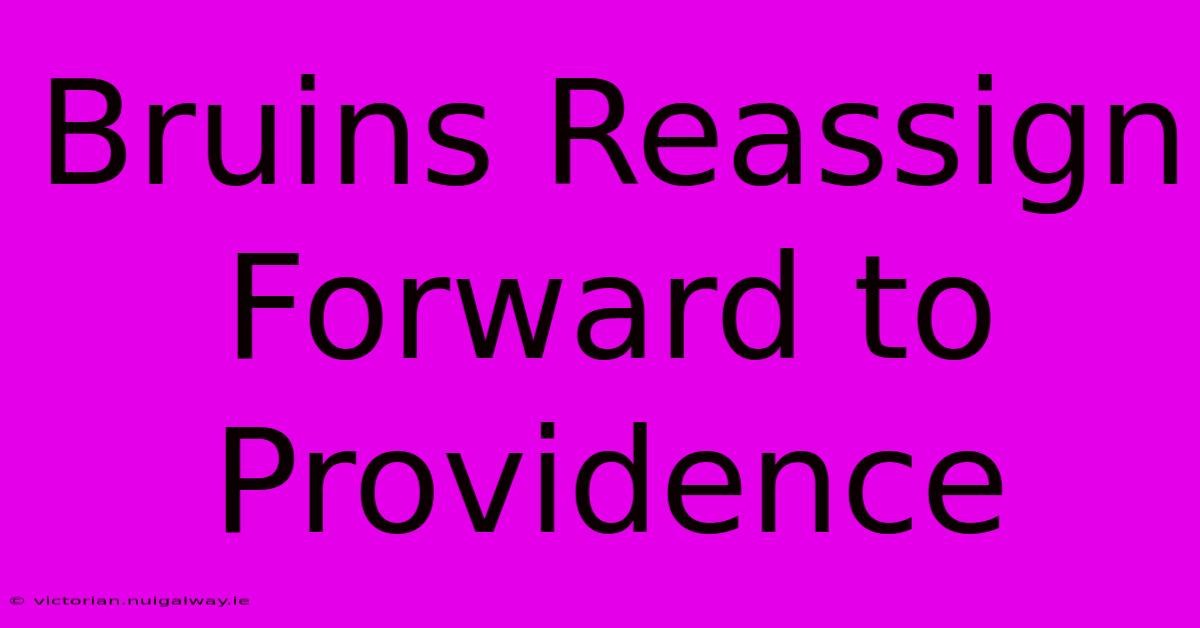 Bruins Reassign Forward To Providence