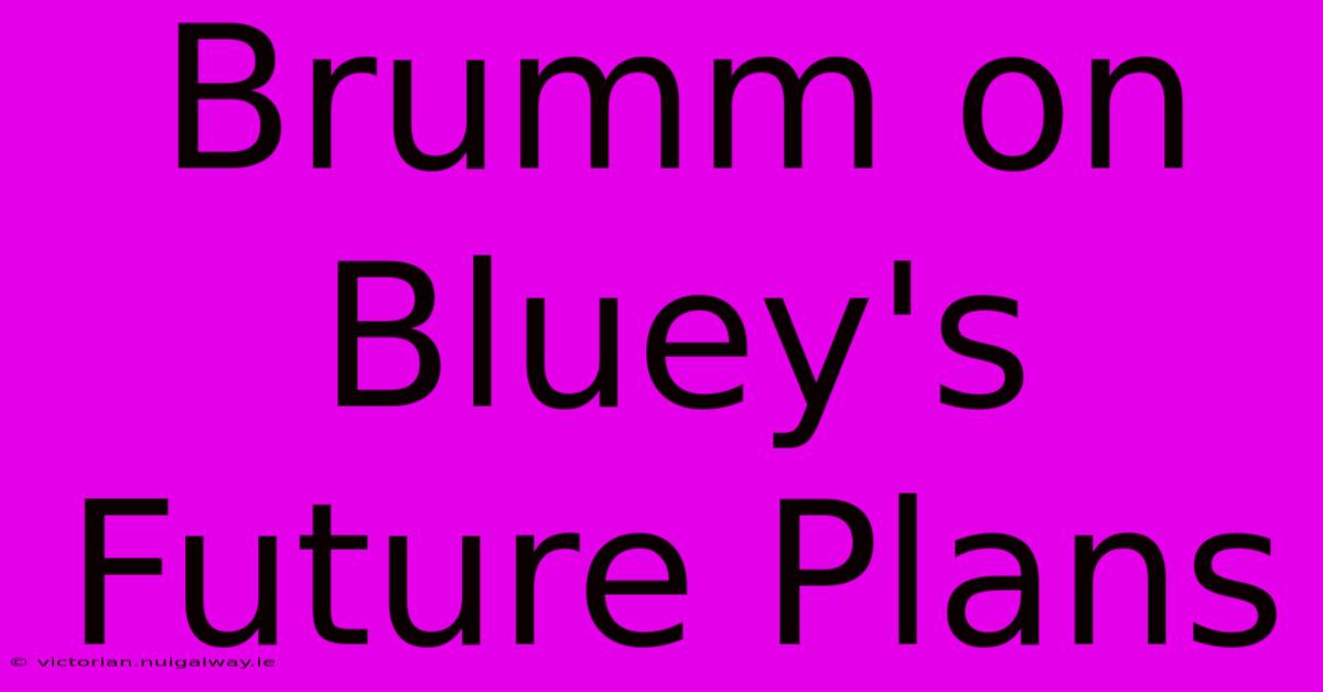 Brumm On Bluey's Future Plans