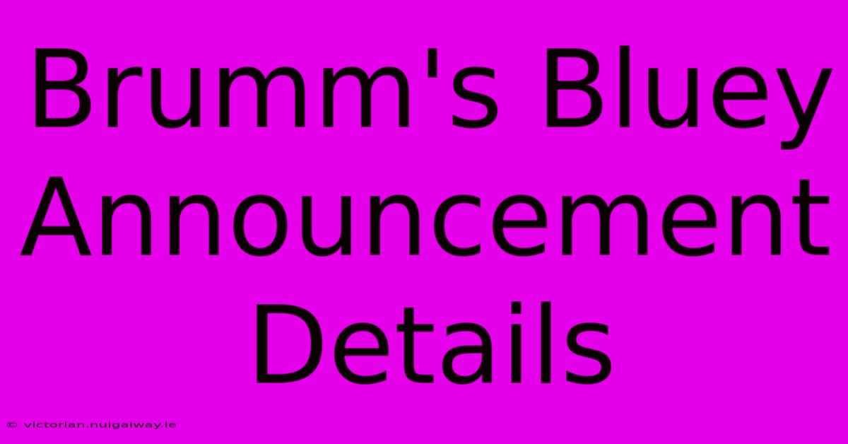 Brumm's Bluey Announcement Details