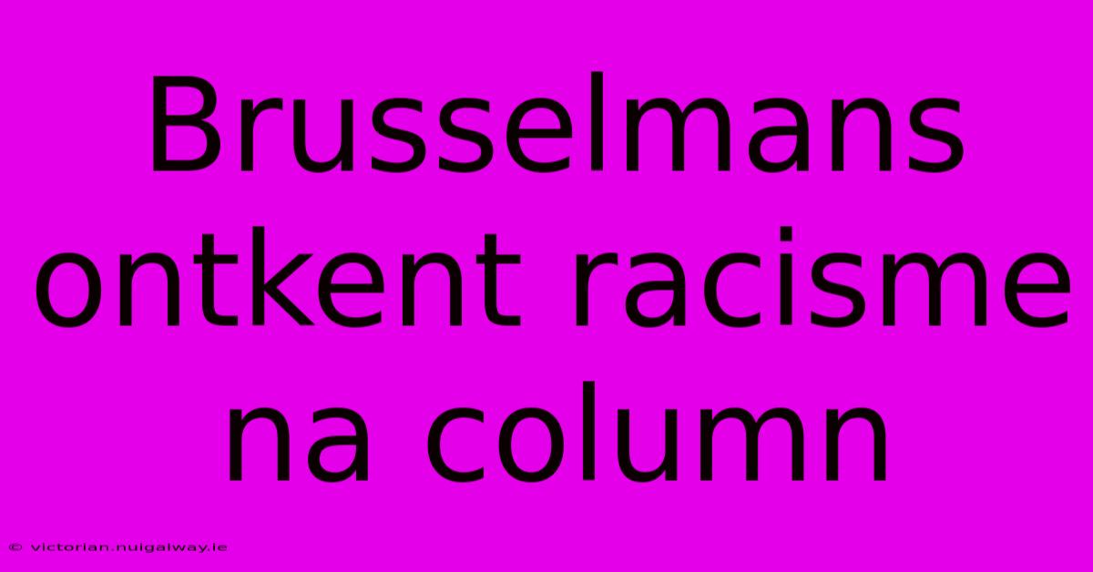 Brusselmans Ontkent Racisme Na Column