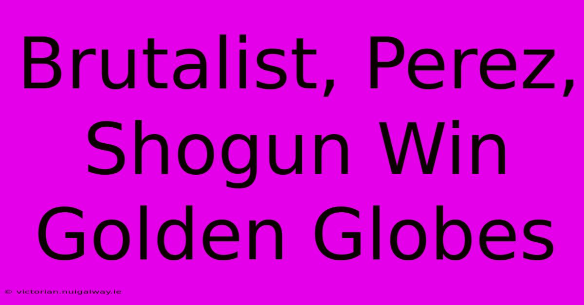 Brutalist, Perez, Shogun Win Golden Globes