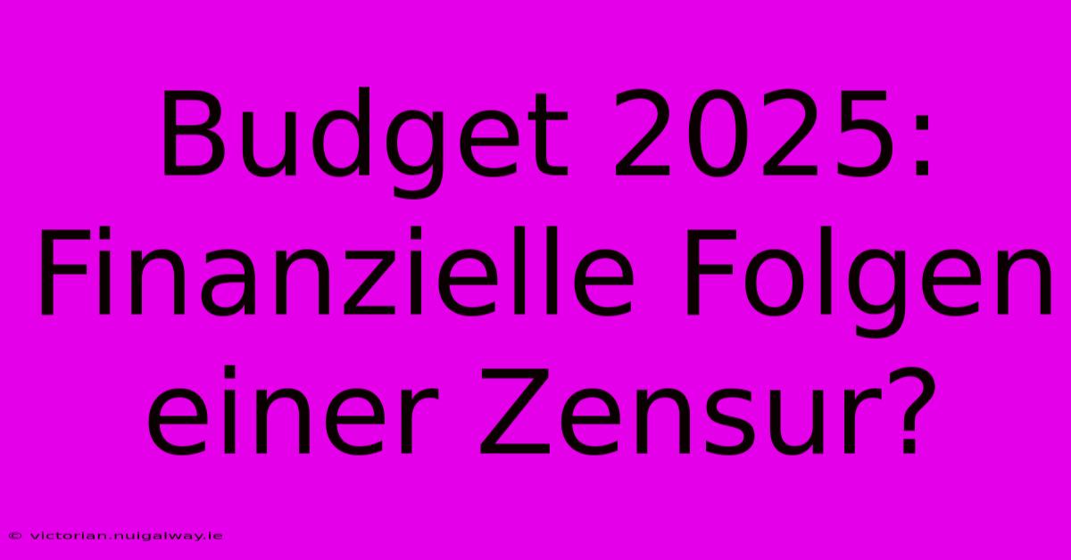 Budget 2025: Finanzielle Folgen Einer Zensur?