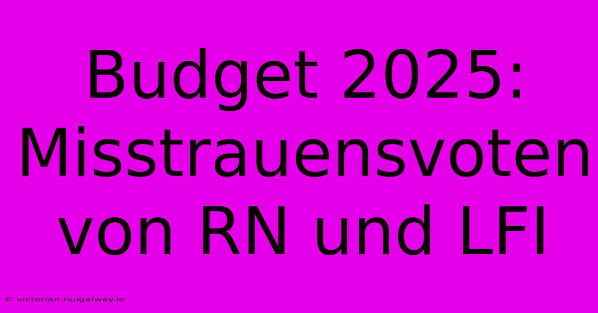 Budget 2025:  Misstrauensvoten Von RN Und LFI