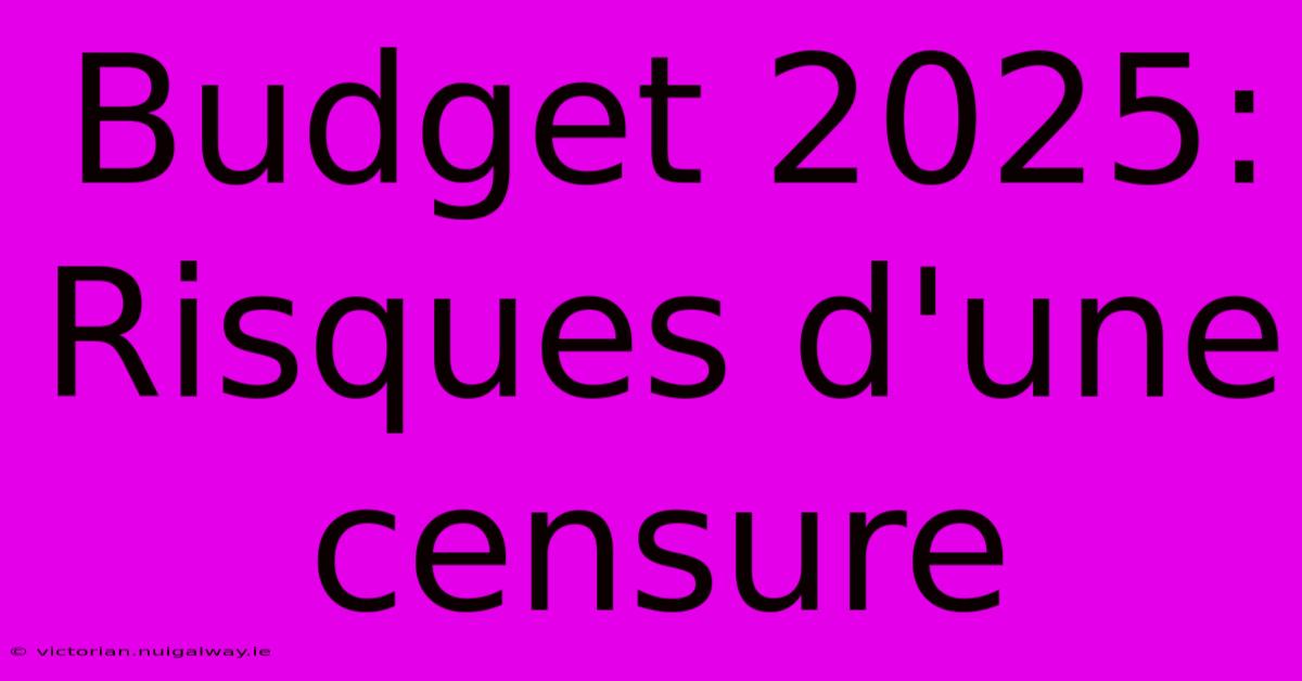 Budget 2025: Risques D'une Censure