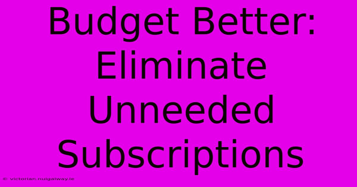 Budget Better: Eliminate Unneeded Subscriptions