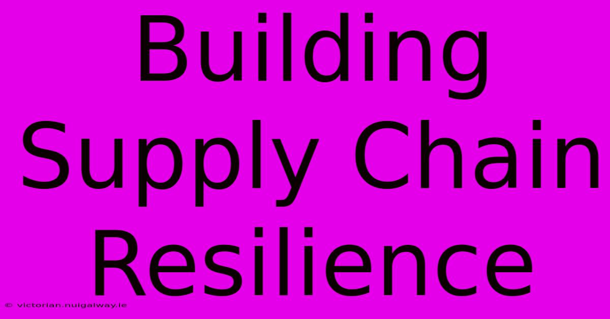 Building Supply Chain Resilience