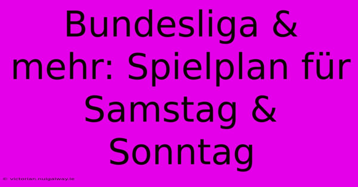 Bundesliga & Mehr: Spielplan Für Samstag & Sonntag