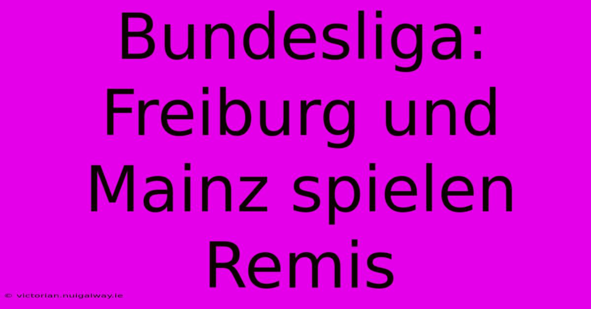 Bundesliga: Freiburg Und Mainz Spielen Remis 