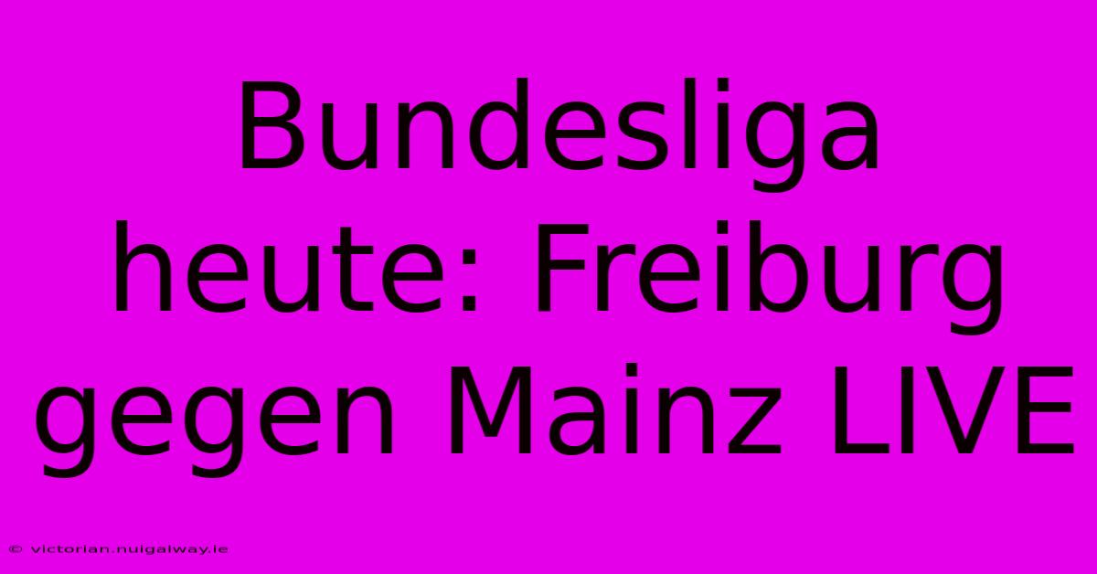 Bundesliga Heute: Freiburg Gegen Mainz LIVE