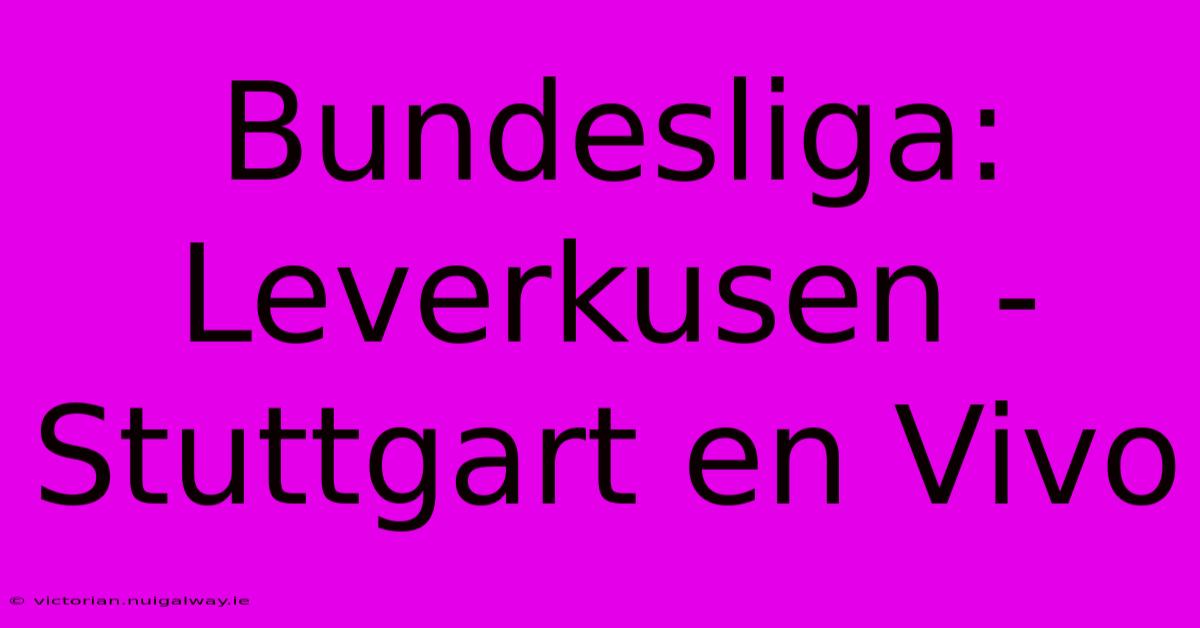 Bundesliga: Leverkusen - Stuttgart En Vivo