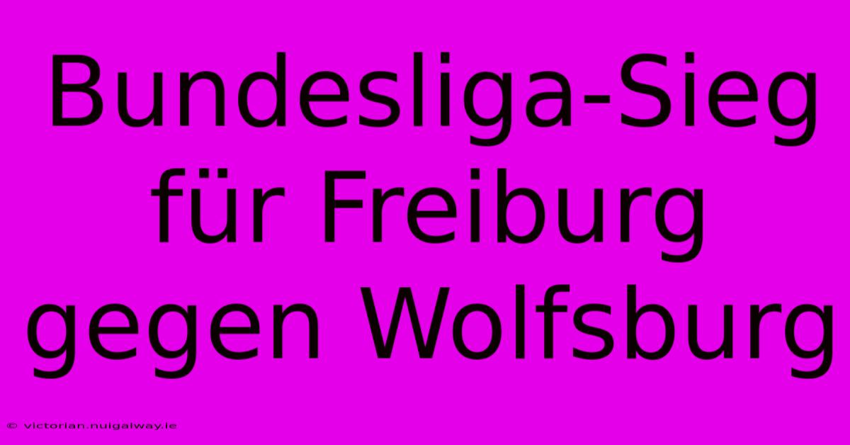 Bundesliga-Sieg Für Freiburg Gegen Wolfsburg