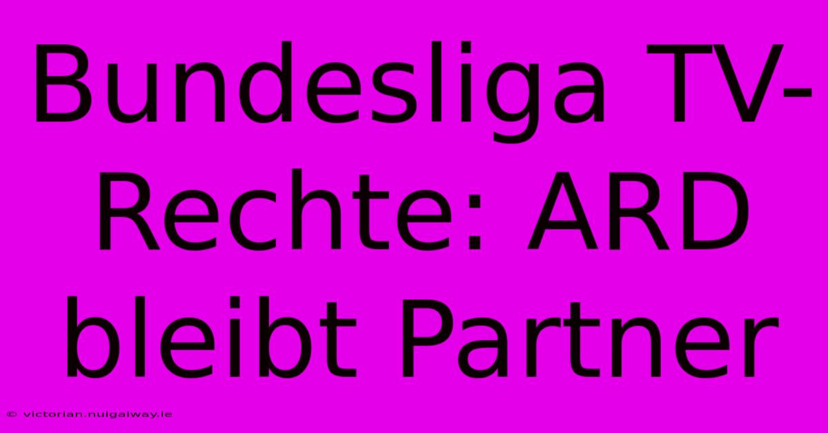 Bundesliga TV-Rechte: ARD Bleibt Partner