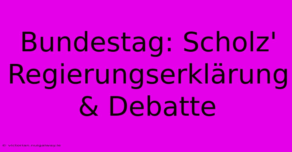 Bundestag: Scholz' Regierungserklärung & Debatte