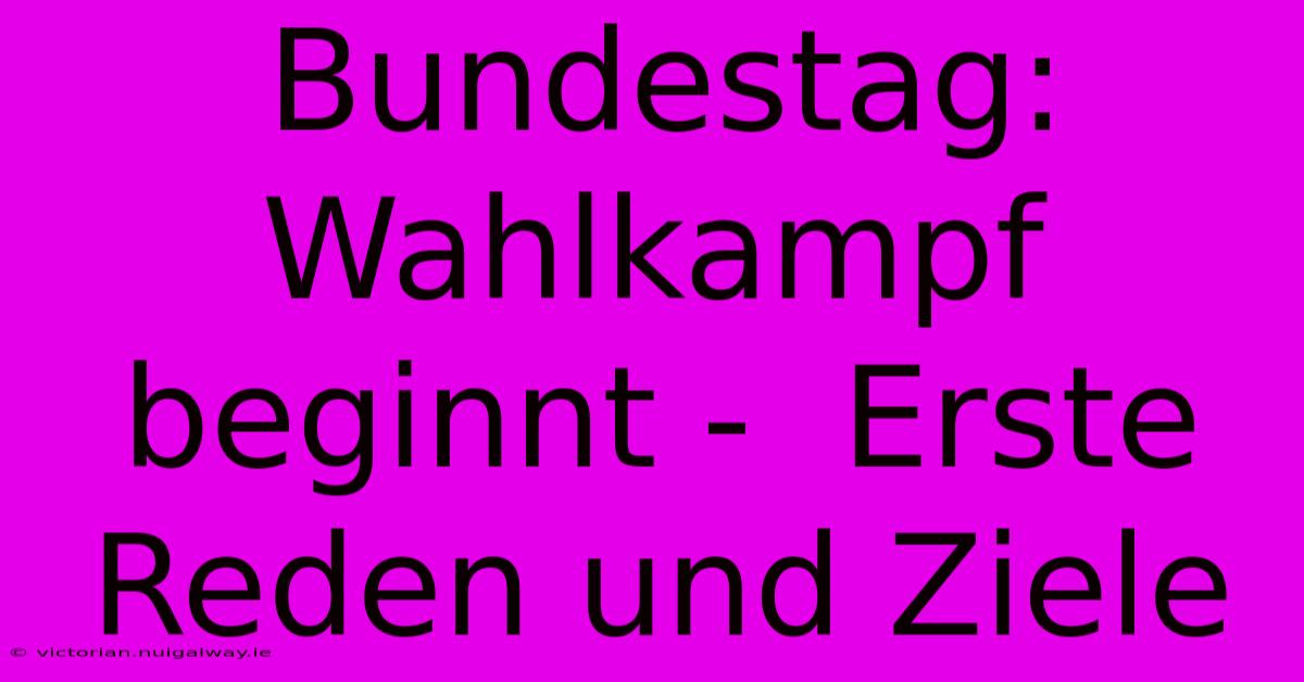 Bundestag: Wahlkampf Beginnt -  Erste Reden Und Ziele 