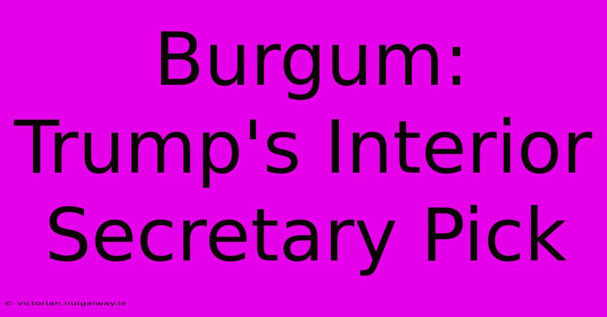 Burgum: Trump's Interior Secretary Pick