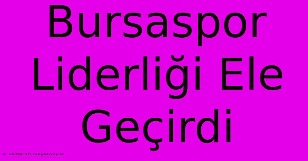 Bursaspor Liderliği Ele Geçirdi