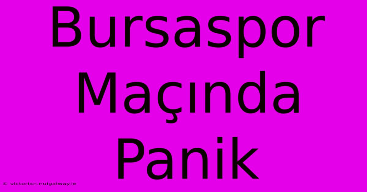 Bursaspor Maçında Panik