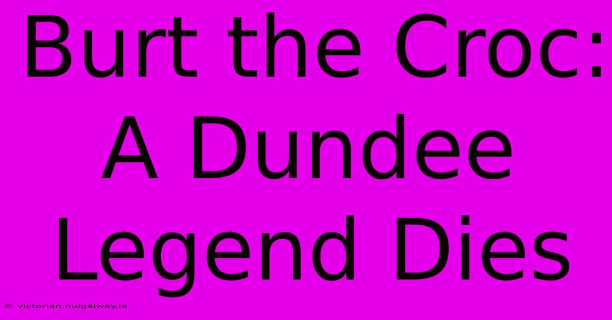 Burt The Croc: A Dundee Legend Dies