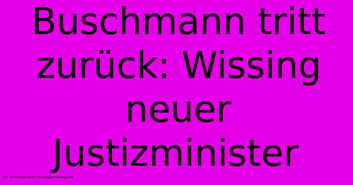 Buschmann Tritt Zurück: Wissing Neuer Justizminister