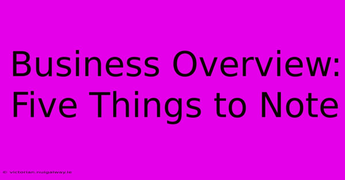 Business Overview: Five Things To Note